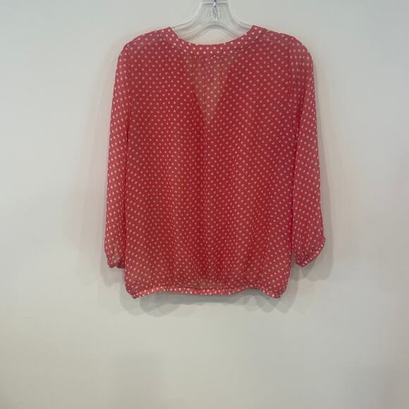 Ayla Peach Color / White Dots Blouse Sheer Blouse Sz M - Picture 5 of 5